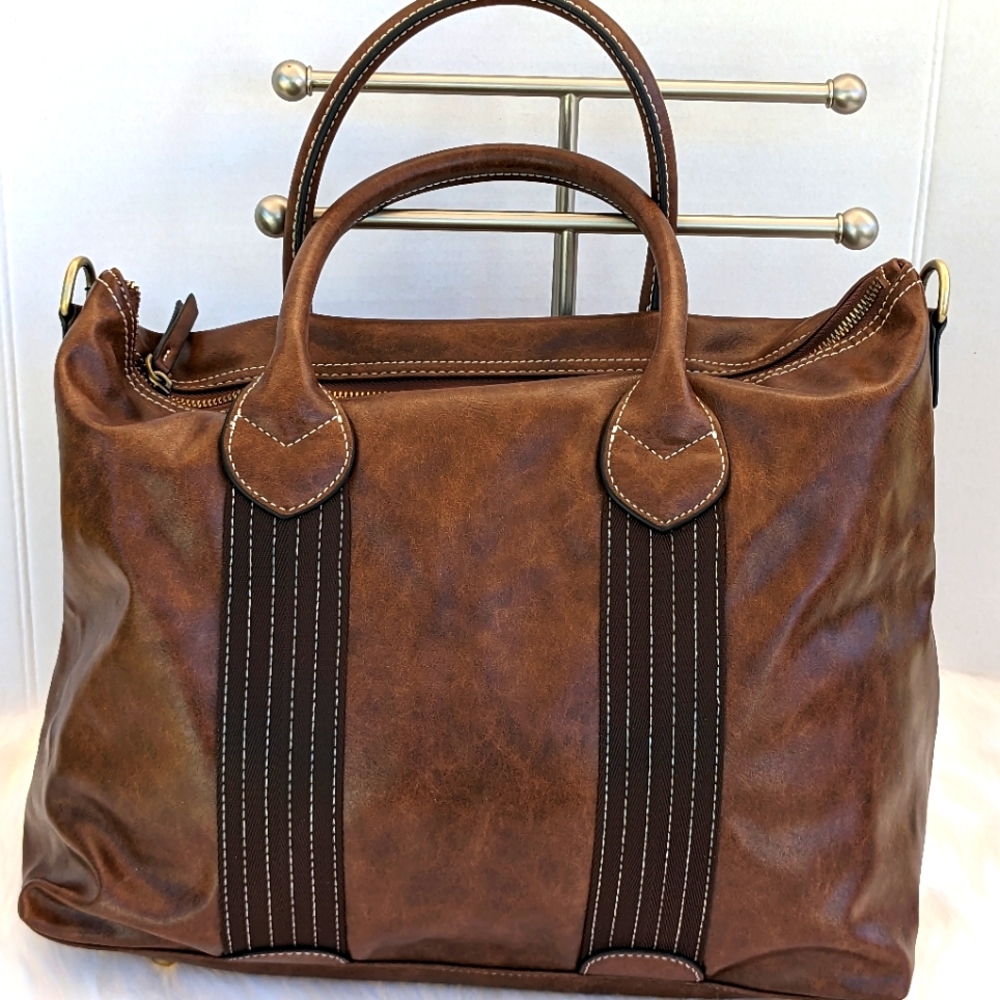 S- ZONE BROWN PU Leather Handbags Top Handle Work Shoulder Purse Crossbody Bag